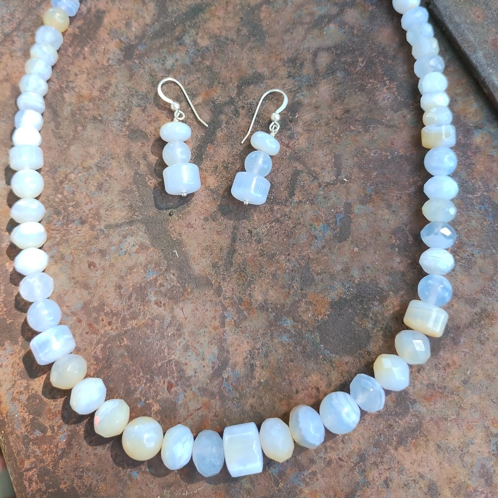 Jay King Dtr Mine Finds Grey Chalcedony Necklace And Earrings Set 925 Sterling S